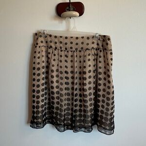 The Limited A-Line Skirt in Tan and Black Polka Dots, Women's Size 6